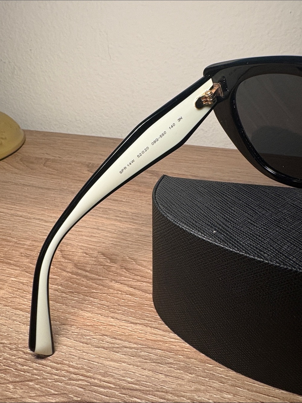 Prada Black Frame with White Arms Cat-Eye Sunglasses- With Case. AS IS - Picture 11 of 14